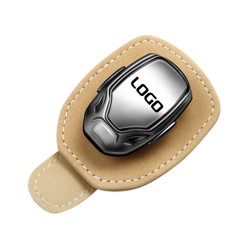 Pince à lunettes multifonction en daim avec le logo de votre voiture