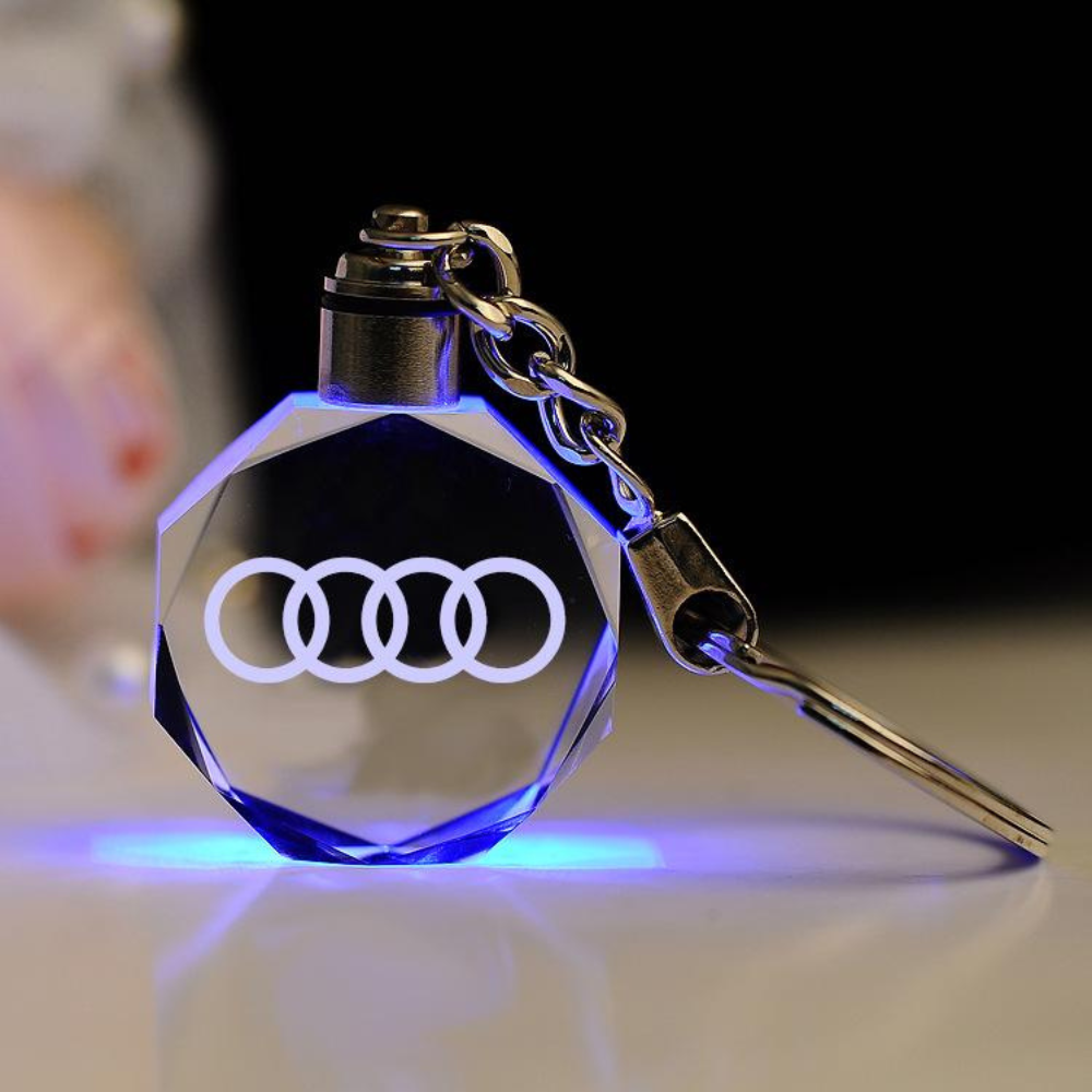 Porte-clés avec logo automobile en 3D en cristal